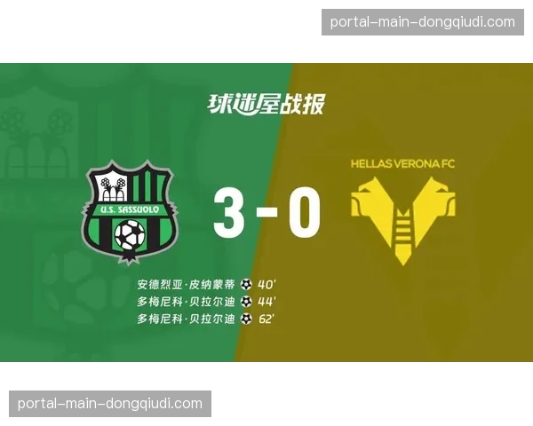 萨索洛主场3-0大胜维罗纳，取得关键三分